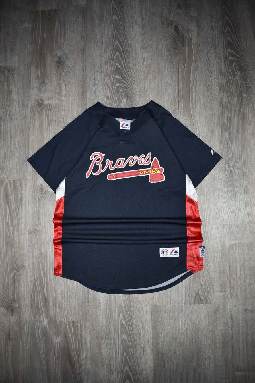 Majestic Atlanta Braves Jeff Francoeur #7 Navy Blue Cool Base Jersey Size M